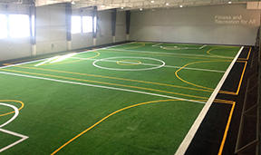 The Fieldhouse includes a turf field for soccer and other sports. Photo by Mahlyk Davis