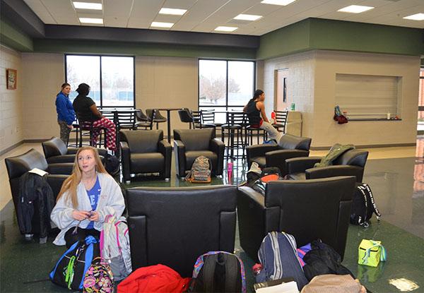 The learning lounge outside the PAC is expected to be fully completed by the beginning of next school year. Photo by Charly Buchanan.