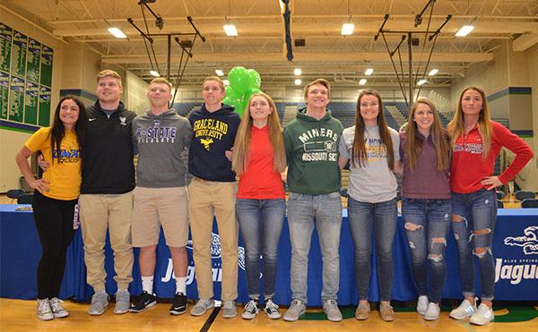 South athletes signed their national letters of intent on February 1. Nina Stine, Camden Sprouse, Jake Roark, Dylan Fox, Mel Roberts, Collin West, Bailey Fowler, Megan Swanson, Mallory Kroencke.