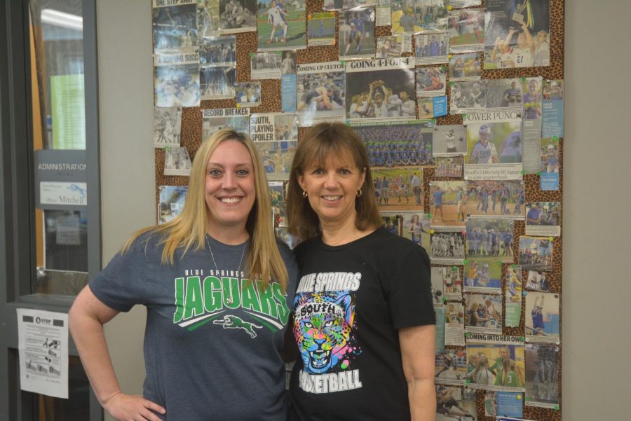 Jennifer Kane, left, works for associate principal Doug Mattson, and Pam Hahn works in the activities office.