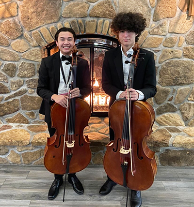 Xavier Bowling, left, and Carter Medina were both named to the All-State orchestra. Both play the cello. Photo submitted