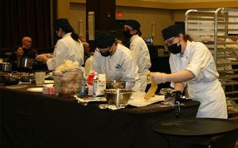 All four South students work on their meal during the state competition. Photo submitted.