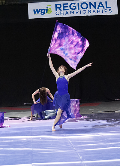 Caroline Rowson performs for the audience at the Kansas City Championships. Winter Guard then made its way to Dayton, Ohio, to compete on a national level for the first time in school history. Photo submitted