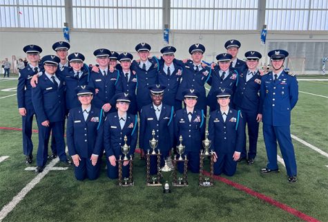 The Blue Springs South Air Force JROTC drill team poses with their trophies at the Air Force Academy in Blue Springs. Photo submitted