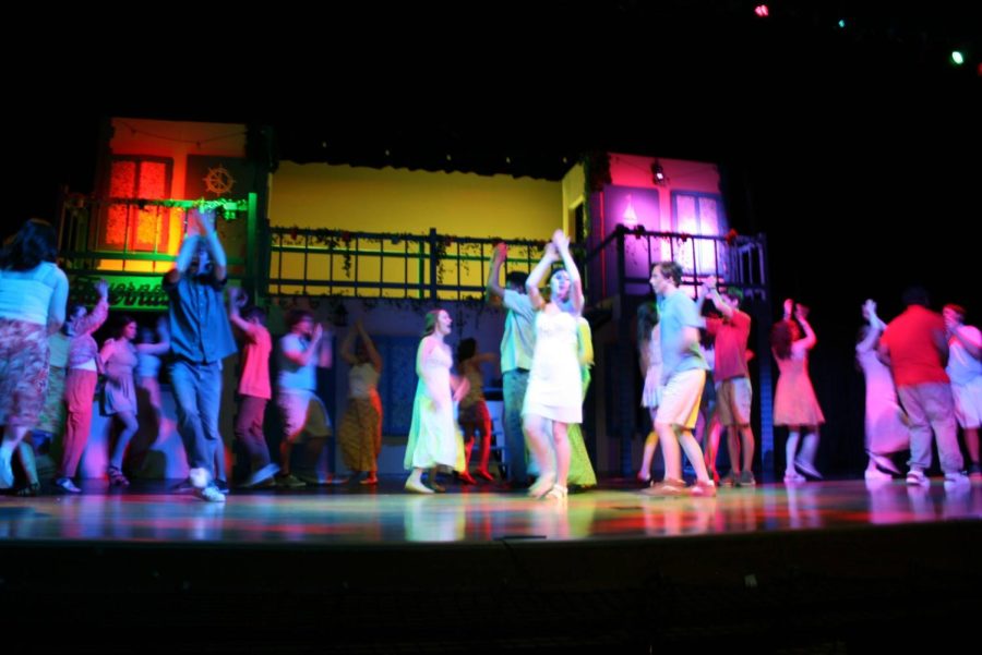 South theater students perform a dance routine during a rehearsal of the musical Mamma Mia! The show will be performed at 7 p.m., Nov. 17, 18 and 19. There will be a 1 p.m. matinee on Nov. 19.
Photo by Lyndsey Steutermann