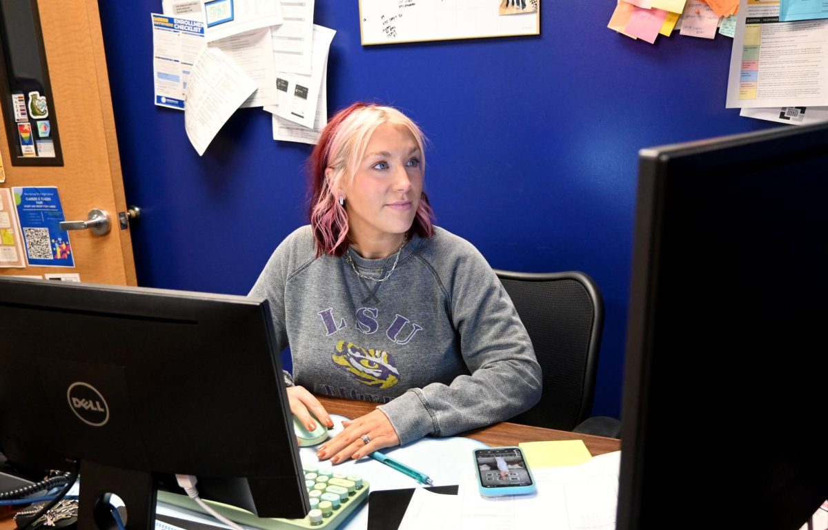 Kiona Grimes is hard at work in her office. Before counseling at South, she was a high school English teacher.
