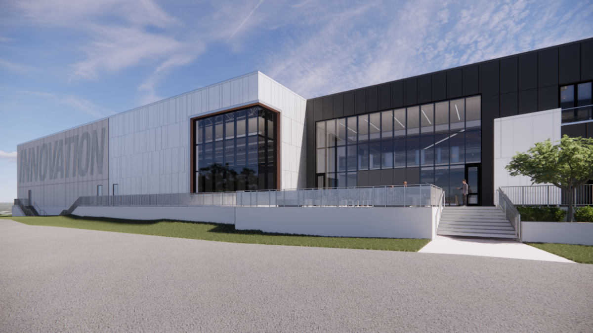 Photo model of the exterior of the north entry of the new CIC building. Construction was approved in a bond issue of February 2024. (Photo courtesy of Andy Mayfield)